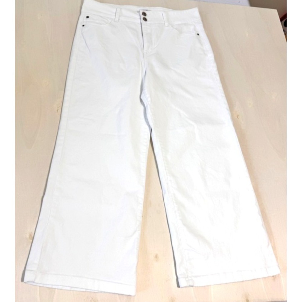 Curve Appeal White Jeans Size 14 /32 White High Rise Wide Leg Cropped 36x27